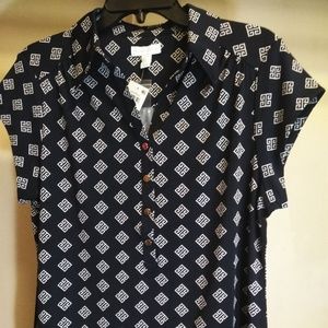Charter Club Women's Collard Button Front Top